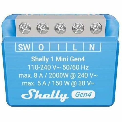 Shelly 1 Mini GEN4 egy áramkörös Wi-Fi + Bluetooth / Zigbee 3.0  multi-protokoll okosrelé, Matter kompatibilis (8A)