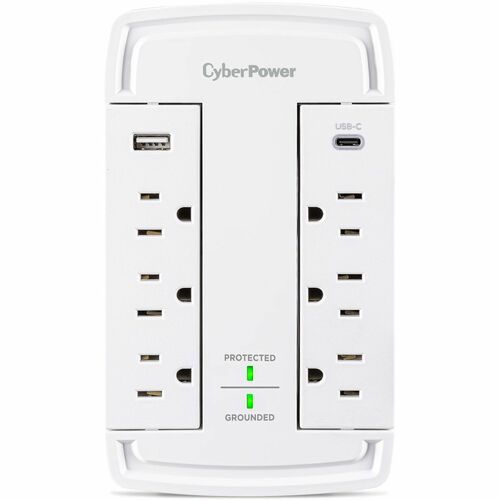 CyberPower CSP6WSUC Home Office 6 - Outlet Surge Protector with 2400 J Surge Suppression - Clamping Voltage 800V, NEMA 5-1