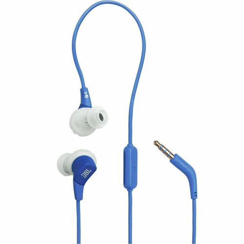 JBL Endurance Run 3 Wired Earbud, Behind-the-ear Stereo Earset - Blue - Binaural - In-ear - 20 Hz to 20 kHz - Mini-phone (