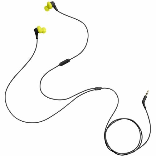 JBL Endurance Run 3 Wired Earbud, Behind-the-ear Stereo Earset - Black, Lime - Binaural - In-ear - 20 Hz to 20 kHz - Mini-