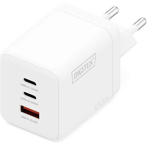 Digitus 100 W AC Adapter - Universal Adapter - 2 USB Type-C - For Smartphone, Tablet, Earphone, USB Type A Device, USB Typ