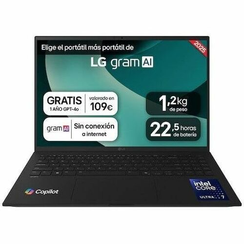 LG gram 16ZD90T-G.AX88B 40.6 cm (16") Notebook - WQXGA - Intel Core Ultra 7 255H - 32 GB - 1 TB SSD - Spanish Keyboard - B
