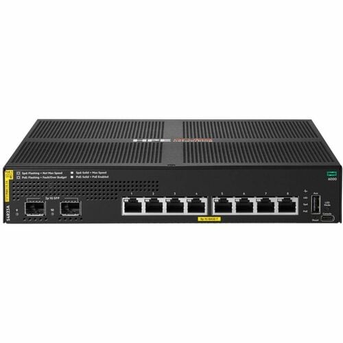 Aruba CX 6000 8 Ports Manageable Ethernet Switch - Gigabit Ethernet - 10/100/1000Base-T, 1000Base-X - 2 Layer Supported - 