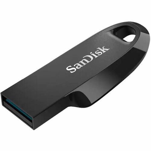 SanDisk Ultra Curve SDCZ550-064G-I35 64 GB USB 3.2 (Gen 1), USB 3.0, USB 2.0 Flash Drive - Black - 100 MB/s Read Speed - 5