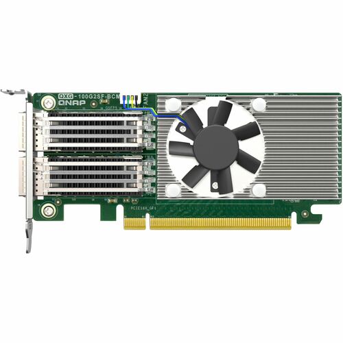 QNAP QXG-100G2SF-BCM Dual-port, 100 GbE Network Expansion Card - PCI Express 4.0 x16 - 256 Gbit/s Data Transfer Rate - Opt