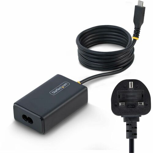 StarTech 65W USB-C Laptop Charger, 1.5m Tethered USB-C Cable, Power Adapter Brick for Dell, XPS, HP ProBook, MacBook Pro -