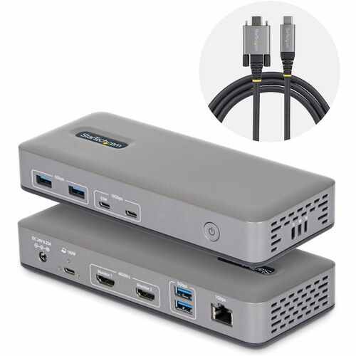 StarTech.com USB 3.2 (Gen 2) Type C Docking Station for Notebook, Monitor, Computer - Charging Capability - 150 W - Space 
