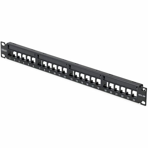 StarTech.com 24 Anschluss/AnschlüssePatch Panel - Kategorie 6, Kategorie 5e - Verdrilltes Doppelkabel - Schwarz - 1U Hoch 