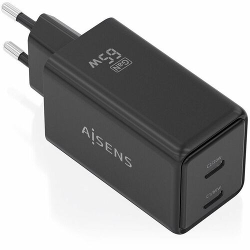 CARGADOR GAN 65W 2XUSB-C PD3.0 QC4.0 NEGRO
