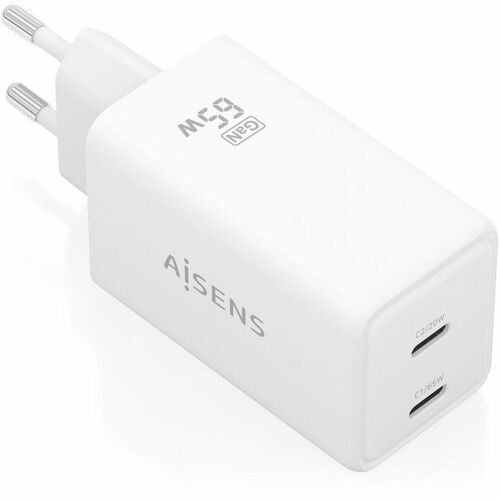 CARGADOR GAN 65W 2XUSB-C PD3.0 QC4.0 BLANCO