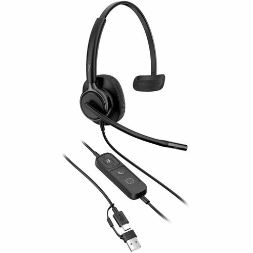 Poly Mission 400 415 Wired Over-the-head, On-ear Mono Headset - Black - Microsoft Teams Certification - Monaural - Supra-a