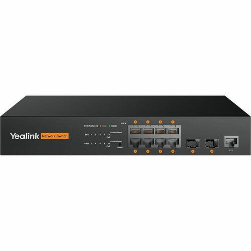 Yealink RCH80 8 Ports Manageable Ethernet Switch - Gigabit Ethernet - 10/100/1000Base-T, 1000Base-X - 2 Layer Supported - 