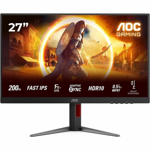 AOC 27G4HA 27" Class Full HD Gaming LED Monitor - 16:9 - Black, Red - 68.6 cm (27") Viewable - Fast IPS - WLED Backlight -