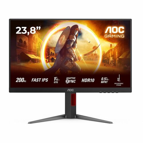 AOC 24G4HA 24" Class Full HD Gaming LED Monitor - 16:9 - Black, Red - 60.5 cm (23.8") Viewable - Fast IPS - WLED Backlight