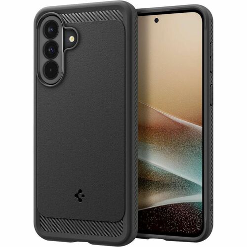 Spigen Rugged Armor Rugged Case for Samsung Galaxy A37 Smartphone - Carbon Fiber and Gloss Detailing - Matte Black - Matte