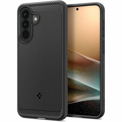 Spigen Rugged Armor Rugged Case for Samsung Galaxy A57 Smartphone - Carbon Fiber and Gloss Detailing - Matte Black - Matte