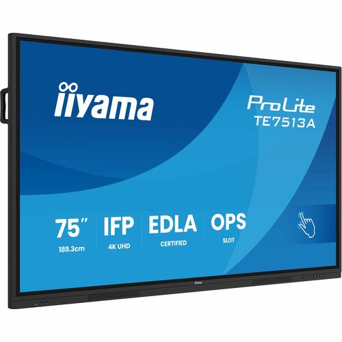 iiyama ProLite TE7513A-B2AG 1905 mm 4K UHD LCD Collaboration Display - Rockchip Cortex A72 + A53 - 8 GB - Touchscreen - 16