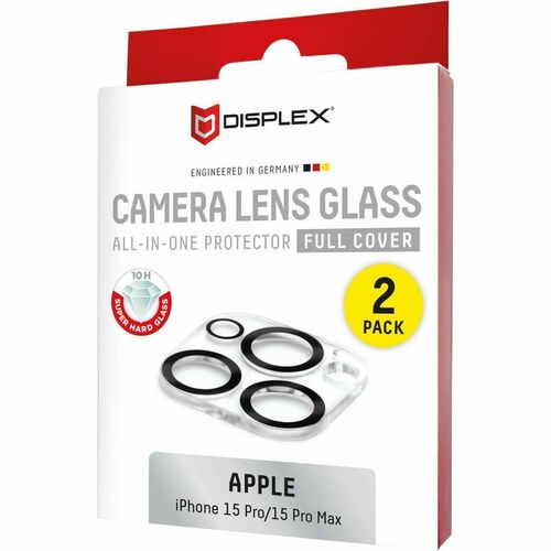Displex Kamera-Objektivschutz - Transparent, Schwarz - Gehärtetes Glas - 2 Pack