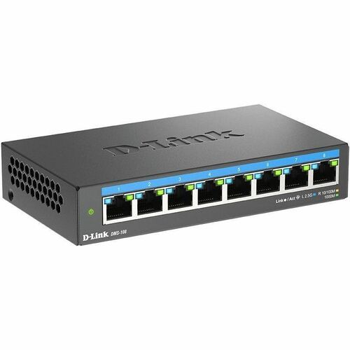 D-Link DMS-108 8 Ports Ethernet Switch - 2.5 Gigabit Ethernet, Gigabit Ethernet - 2.5GBase-T, 10/100/1000Base-T - 2 Layer 