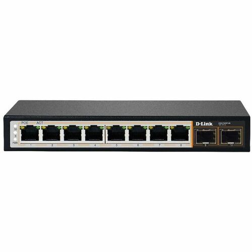 D-Link DGS-F1010P-SE 8 Ports Ethernet Switch - Gigabit Ethernet - 10/100/1000Base-T - 2 Layer Supported - 2 SFP Slots - 12