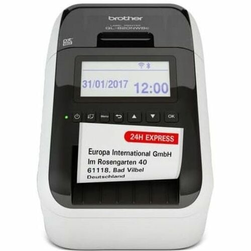Brother QL-820NWBc Direct Thermal Printer - Label Print - USB - Bluetooth 5.2 - Wireless LAN - With Cutter - LCD Display S