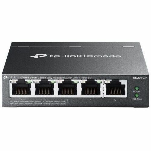 Omada ES205GP 5 Ports Manageable Ethernet Switch - Gigabit Ethernet - 10/100/1000Base-T - 2 Layer Supported - 65 W PoE Bud