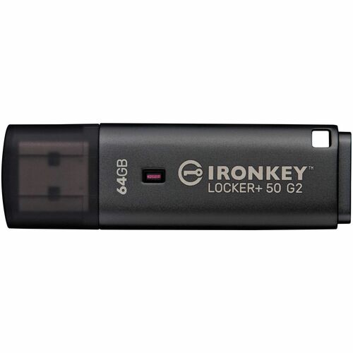 IronKey Locker+ 50 G2 USB Flash Drive - 64 GB - USB 3.0, USB 3.1 - 145 MB/s Read Speed - 115 MB/s Write Speed - 256-bit AE
