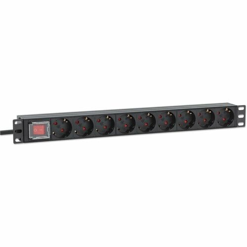 Intellinet PDU - CEE 7/7 (SCHUKO) - 9 x Schuko - 16 A - 230 V AC Input - Overload Protection, Double Pole - 1U - 2 m Cord 