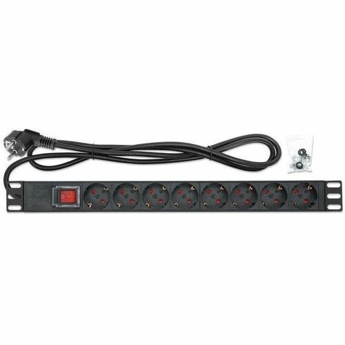 Intellinet PDU - CEE 7/7 (SCHUKO) - 8 x Schuko CEE 7/3 - 16 A - 230 V AC Input - Overload Protection, Double Pole - 1U - 2