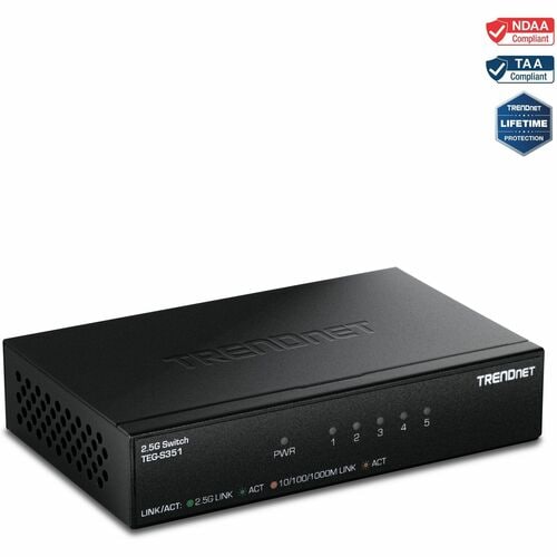 Commutateur Ethernet TRENDnet TEG-S351 5 Ports - 2.5 Gigabit Ethernet - 2.5GBase-T - Conforme aux normes TAA - 2 Couche su