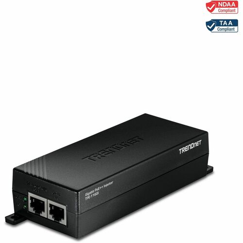 Injecteur PoE++ TRENDnet TPE-116GI - Conforme aux normes TAA - 1 x Gigabit Ethernet Port(s) d'entrée - 60 W