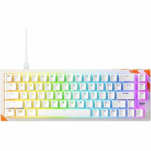 CHERRY XTRFY K5 PRO TMR Gaming Keyboard - Compact - Cable Connectivity - USB Type A Interface - RGB LED - Transparent Whit