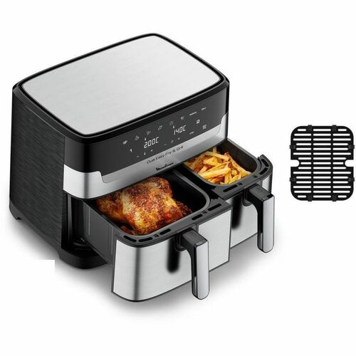 Moulinex Dual Easy Fry & Grill, Capacità 8,3 L, Doppio Cestello, Friggitrice ad Aria e Griglia, 8 Programmi Preimpostati, 