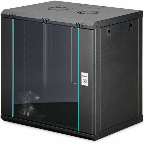 Digitus Dynamic-N 12U Wandmontierbar Geschlossener Schrank Rackschrank für Networking, Server - Schwarz - Stahl, Glas, Ble