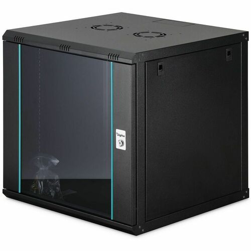 Digitus Dynamic-N 12U Wandmontierbar Geschlossener Schrank Rackschrank für Networking, Server - Schwarz - Stahl, Glas, Ble