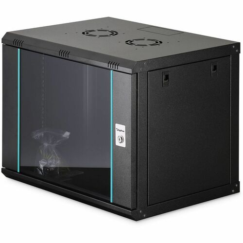 Digitus Dynamic-N 9U Wandmontierbar Geschlossener Schrank Rackschrank für Networking, Server - Schwarz - Stahl, Glas, Blec
