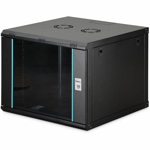 Digitus Dynamic-N 9U Wandmontierbar Geschlossener Schrank Rackschrank für Networking, Server - Schwarz - Stahl, Glas, Blec