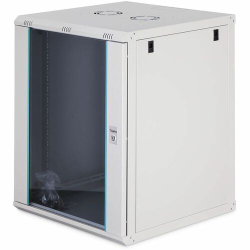 Digitus Dynamic-N 16U Wall Mountable Enclosed Cabinet Rack Cabinet for Networking, Server - Light Grey - Glass, Steel, She