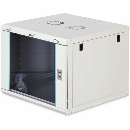 Digitus Dynamic-N 9U Wall Mountable Enclosed Cabinet Rack Cabinet for Networking, Server - Light Grey - Glass, Steel, Shee