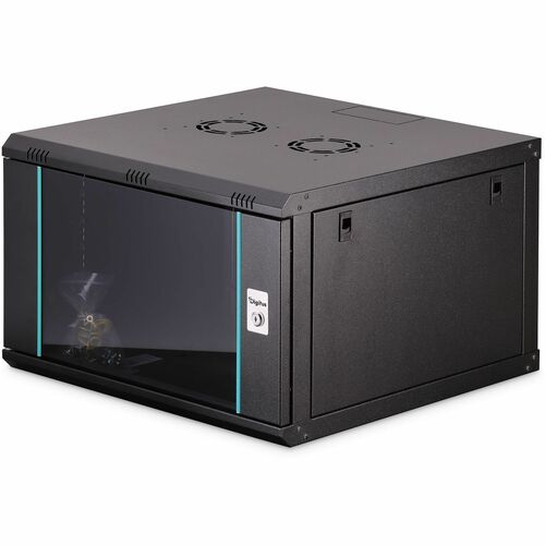 Digitus Dynamic-N 7U Wall Mountable Enclosed Cabinet Rack Cabinet for Networking, Server - Black - Steel, Glass, Sheet Ste