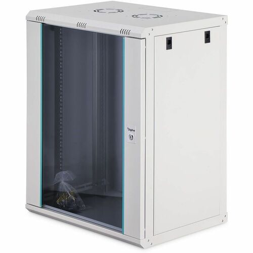 Digitus Dynamic-N 16U Wall Mountable Enclosed Cabinet Rack Cabinet for Networking, Server - Light Grey - Steel, Glass, She