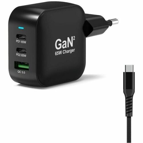 Port Connect 65 W AC Adapter - Universal Adapter - 2 USB Type-C - For PC, Smartphone, Tablet, Notebook, MacBook Air, MacBo