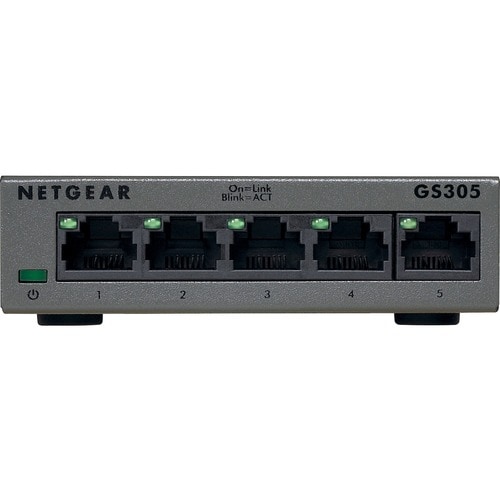 Netgear GS305 Ethernet Switch - 5 Ports - Gigabit Ethernet - 10/100/1000Base-T - 2 Layer Supported - 2.15 W Power Consumpt