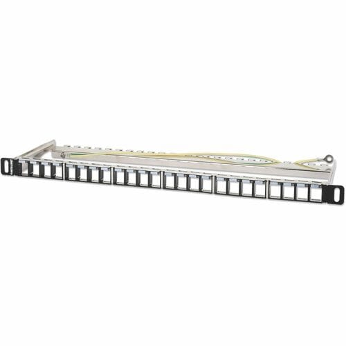 19" 24-Port Shielded Blank Patch Panel, 0.5U, Unloaded 19-inch Rackmount Keystone Panel for High-density Installations, Re