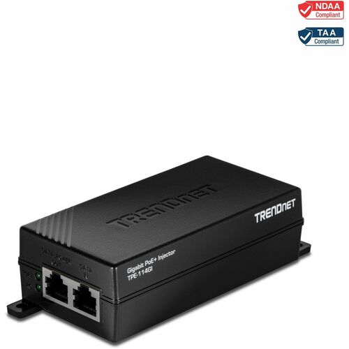 TRENDnet TPE-114GI PoE+-Injektor - TAA-konform - 1 x Gigabit Ethernet Eingangsport(s) - 1 x Gigabit PoE+ Ausgangsport(s) -