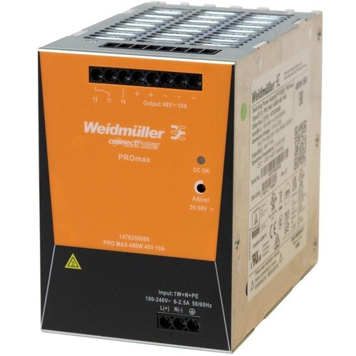 Power supply for D8208-R Industrial PoE++ Switch 480W and for DIN rail mounting.