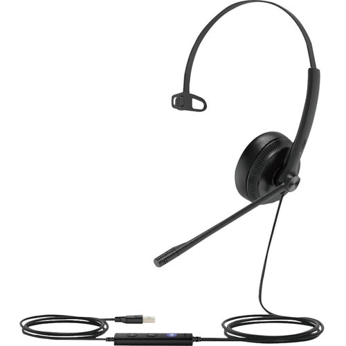 Yealink UH34 Wired Over-the-head Mono Headset - Black - Monaural - Ear-cup - 32 Ohm - 20 Hz to 20 kHz - 120 cm Cable - Noi