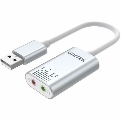 Unitek Audio Adapter - 1 x USB 2.0 Type A - Male - 2 x Mini-phone Stereo Audio - Female - Silver