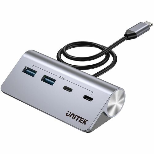 Unitek uHUB H1337A USB Hub - USB Type C - 640 MB/s - Desktop, Notebook, Flash Drive, Printer - Space Gray - 4 Total USB Po