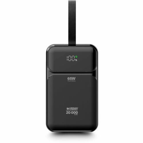 Urban Factory BIGEE Power Bank - Black - For Computer, Notebook, Mobile Device, MacBook Pro - 2 x Type-C 65W, 2 x Type-A 2